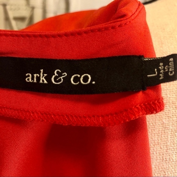 Ark & Co. Dress Coral Orange Open Back Mini Wide Sash Dolman Sleeve size Large - Picture 12 of 16